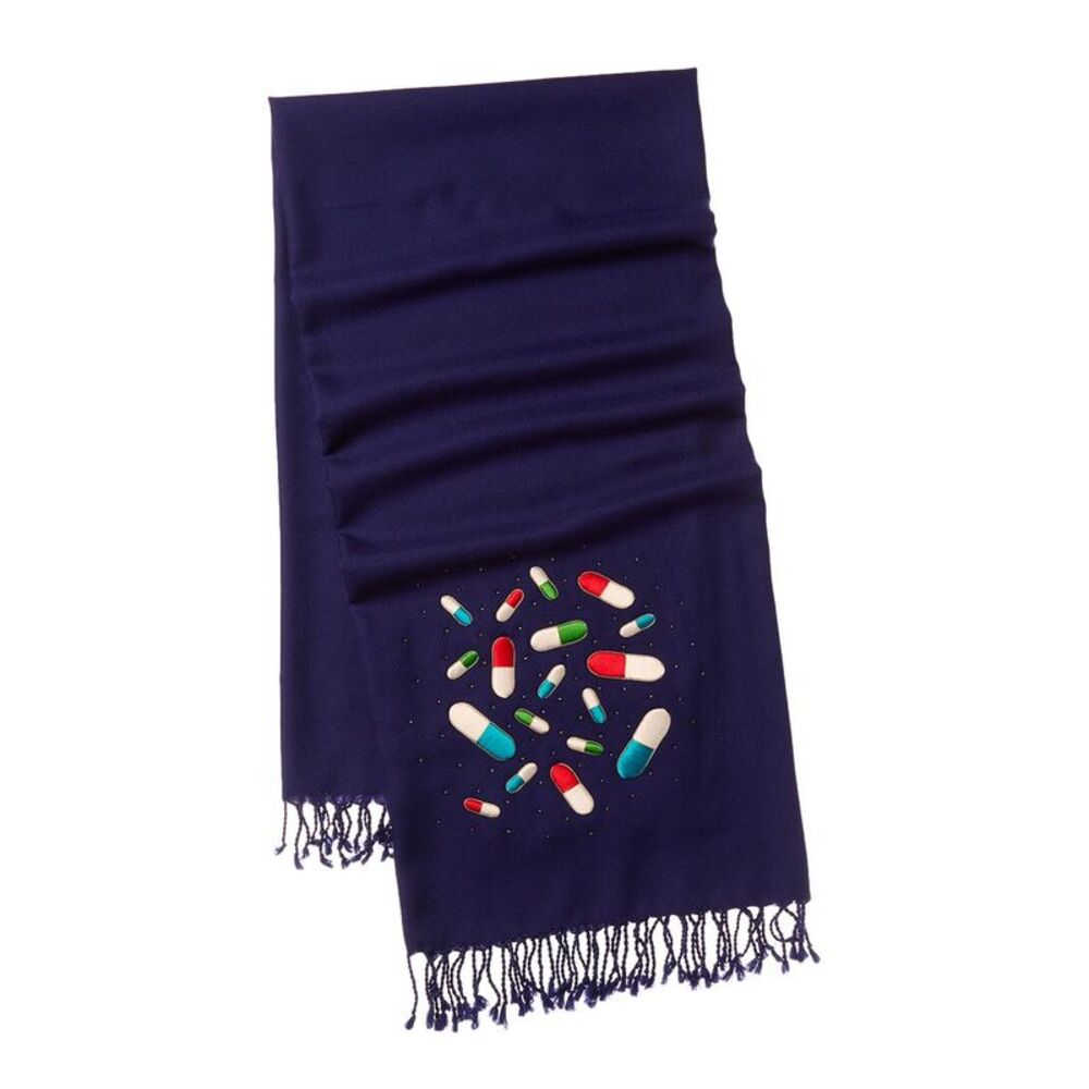 Jonathan Adler Pills Embellished Throw, Navy